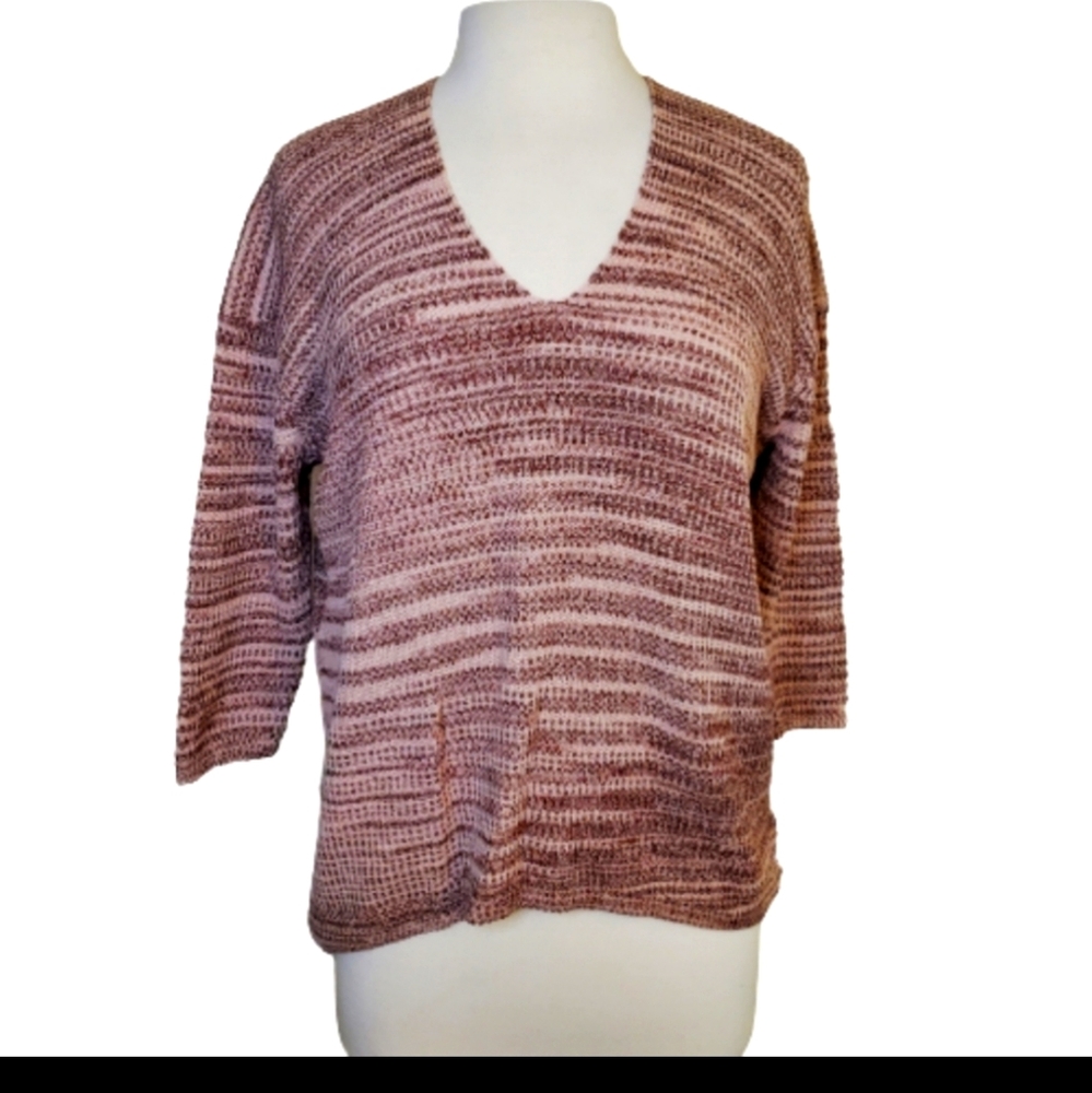 Express V Neck 3/4 Sleeve Knit Sweater Size Small
